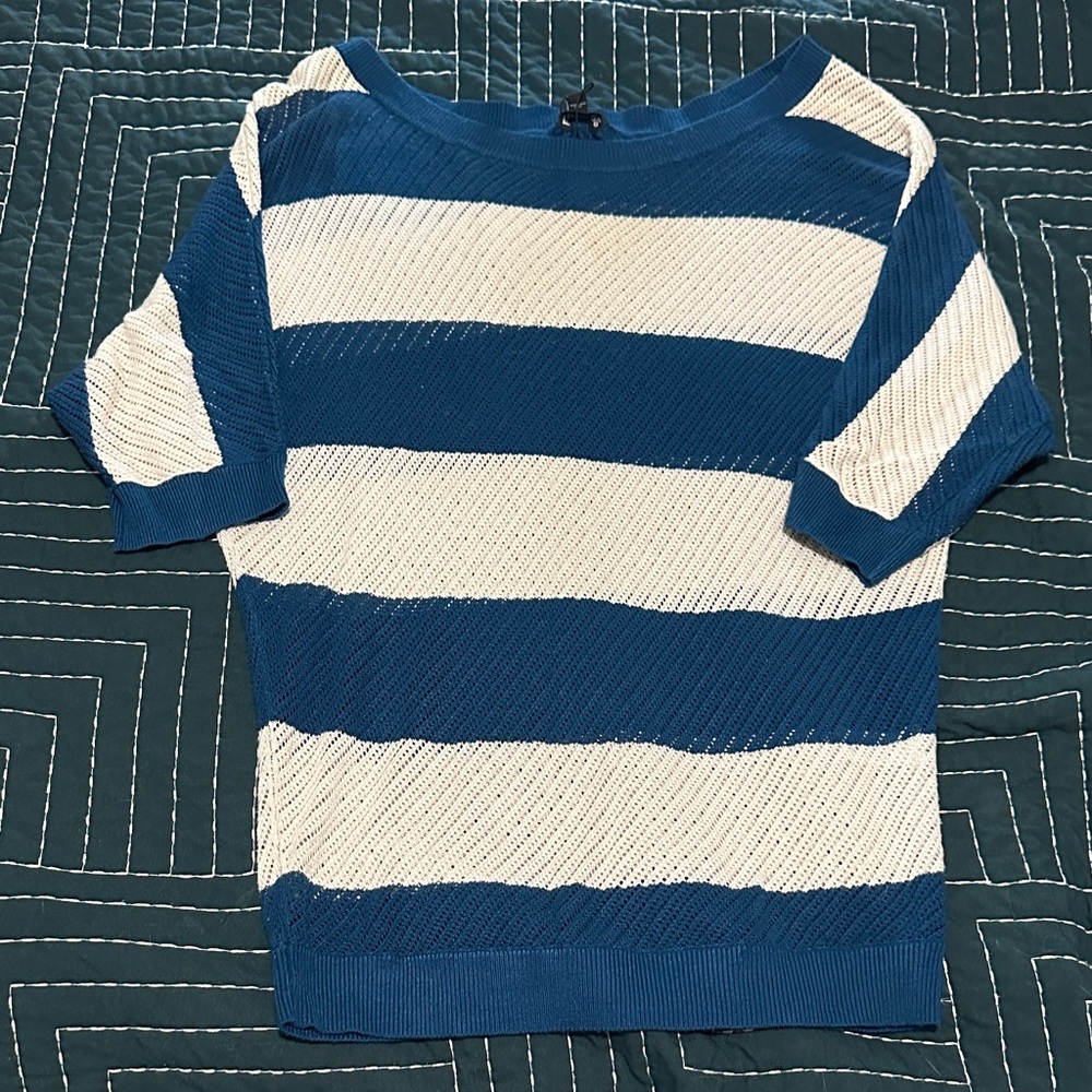 Express Teal and Cream Striped Dolman Sweater